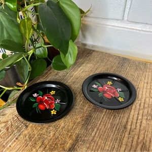 Vintage Rose Tin Coaster Set